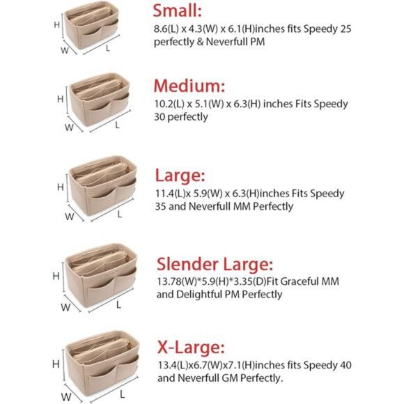 Felt Purse Organizer Insert – Zipper Bag Tote Shaper for Speedy & Neverfull - Picture 6 of 7